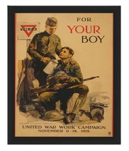 WW1 Wartime &quot;For Your Boy&quot; Y.M.C.A. Work Campaign Poster 8X10 Framed Photo - £15.62 GBP