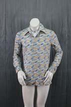 Vintage Men;&#39;s Button Down Shirt - Angle Castle Pattern by Reflection - Mens M - £51.94 GBP