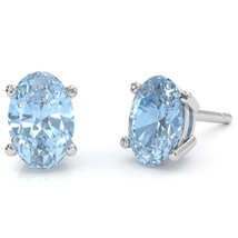 Aquamarine 7x5mm Oval Stud Earrings in 10k White Gold - $319.00