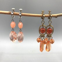 Autumn Bling Dangle Earrings Lot, 2 Pair of Plastic Faceted Beads in Shades - £25.49 GBP