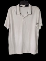 Vintage Y2K Mens Calvin Klein Polo Shirt Sz L Spellout Sleeve White Black Retro - £8.95 GBP