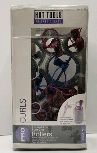 PRO CURLS Sure Grip HAIR ROLLERS Assorted Sizes Helen Of Troy 15ct  NIP - $14.95