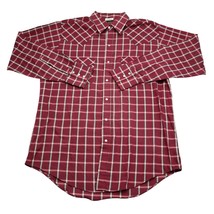 Plains Western Wear Shirt Mens M Red Windowpane Cowboy Pearl Snaps Long ... - £15.55 GBP