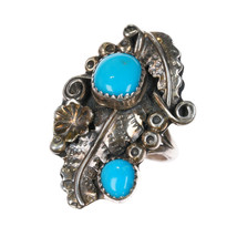 sz9 Sterling turquoise feather ring Running Bear Shop - £78.38 GBP