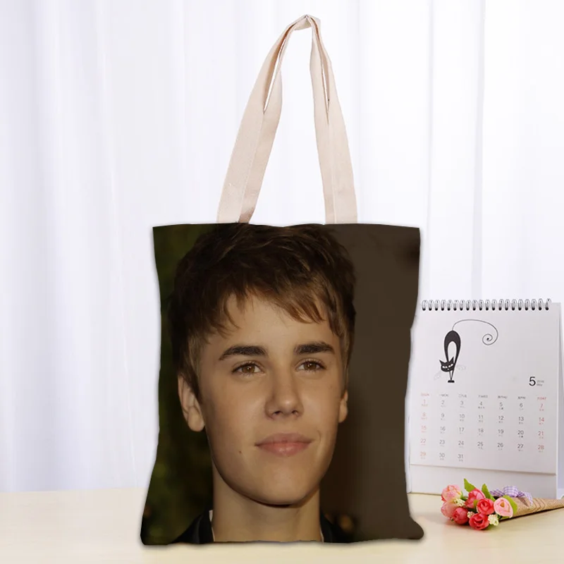 Nice Justin Bieber Tote Bag Women Canva Fabric Bags Eco Reusable Shopping Bag Tr - £46.72 GBP