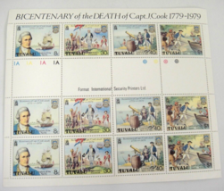 Tuvalu Captain Cook Bicentenary of Death 1779-1979 Mini Sheet of 12 #114... - £3.94 GBP