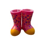 American Girl Wellie Wishers Pink &amp; Yellow Polka Dot Rain Boots For 14.5... - $9.60