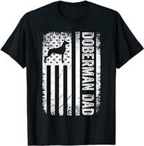 Doberman Dad American US Flag Dog T-Shirt - $15.99+