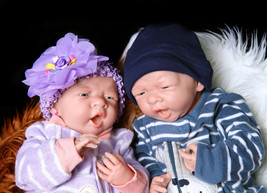 Twin Babies Preemie Life Like Reborn Pacifier Doll + Extras - £268.33 GBP