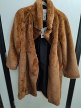 Nwt Anthropologie Nvlt Faux Fur Vegan Long Coat Cognac Brown Medium - £316.48 GBP