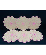 Beaded Floral Placemats Set Of 6 Beige &amp; Pink Handmade By The Spring Shop - $634.88 MXN