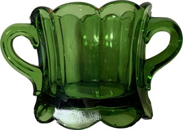 Vintage Green Depression Glass (?) Two Handled  Sugar Bowl - £11.79 GBP