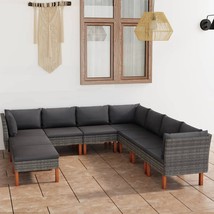 vidaXL Modular Garden Lounge Set, Grey, 9-Piece, Stackable, Weather-Resistant - $873.49