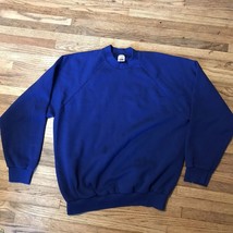 VTG 80s 90s Fruit of the Loom Casual Wear Blank XL Sweatshirt USA 50/50 Blue - £5.48 GBP