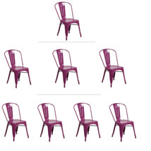 Purple Tolix Style Metal Stack Industrial Chic Dining Chair 1, 3 Or 4 Qty - $109.96+