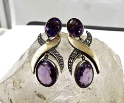 Natürlicher Amethystschliff Diamant 18K Gold 925 Silber Edelstein feiner... - $249.93