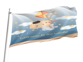 Flag 3x5 outdoor, ,,Welcome to the world&#39;&#39; Size -3x5Ft / 90x150cm, Garden flags - £23.76 GBP