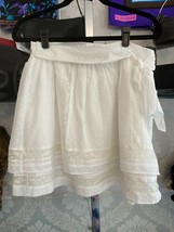 JOIE White 100% Cotton Layered Tie Side A-Line Mini Skirt  Sz 10 $228 NWT - $128.60