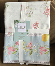 House &amp; Garden Spring Tablecloth 60”x 84” Floral Lemons Print Script - $34.96