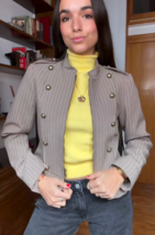 Zara Light Tan Striped Fitted Military Blazer Women Jacket BNWT 2010/875 - $107.98