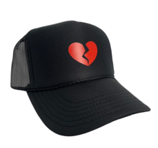 New Broken Heart Love Lover Black Hat 5 Panel High Crown Trucker Snapback Vtg - £16.38 GBP