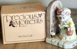 Vintage Avon Precious Moments My First Call Mouse Porcelain Figurine &amp; Box - £10.60 GBP