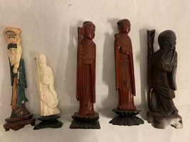 Vintage Asian Chinese Elders, Wisemen, Guardians Group of 5, Plastic and... - $49.49