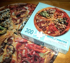 Round Jigsaw Puzzle Large Easy Grasp 300 Pcs Pizza Family Friends Night Complete - £10.11 GBP