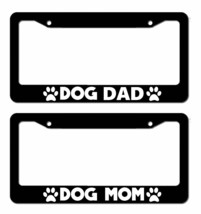 2 Pack Dog Mom &amp; Dad Family Cute Paw Pet Funny K9 Car Truck License Plate Frame - £11.58 GBP