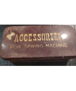 Vintage Sewing Machine Accessory Metal Box With Attachments Parts Pieces - £10.81 GBP