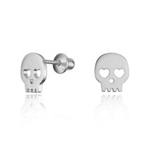 Summer Sale 14k Gold Plated Silver Children Baby Skull Screwback Girls Earrings - £15.68 GBP