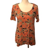 Lula Roe Womens Size XS Tunic Pink Floral Round Neck Short Sleeve Casual Top EUC - £7.53 GBP