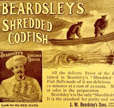 Beardsleys Shredded Cod Fish 1897 Advertisement Victorian Food Fishermen... - $19.99