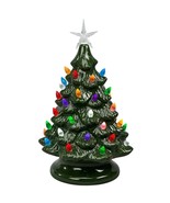 Ceramic Christmas Tree Decoration Battery-Operated Vintage Green &amp; White... - $39.20 CAD+