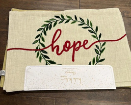 4 Nicole Miller Placemats Gold  Embroidered Hope Joy Peace Noel Christmas - £23.92 GBP