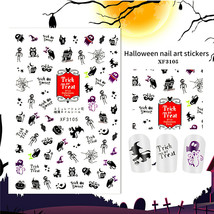 Nail Art 3D Decal Stickers Trick or Treat web ghost skeleton hat XF3105 - £2.54 GBP