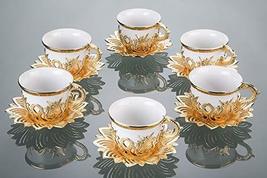 LaModaHome Espresso Coffee Cups with Saucers Set of 6, Porcelain Turkish Arabic  - £57.23 GBP