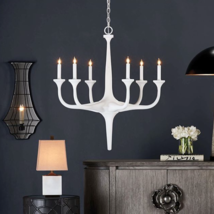 Sidney White Iron Chandelier Modern Organic Transitional Coastal Bohemian 34&quot;H - £1,581.14 GBP