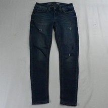 Seven7 Size 4 Skinny Dark Wash Knit Stretch Distressed Denim Womens Jeans - £11.35 GBP