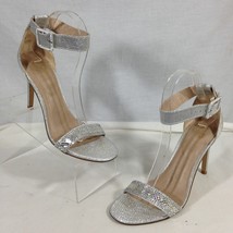 Mix No. 6  Women&#39;s Silver Glitter Ankle Strap Heels Size 8.5M - $12.99