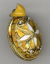 Russian Faux Pendant of Yellow, white and gold w/elaberate design with crystals - £43.74 GBP
