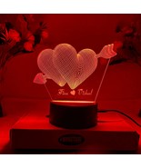 Personalized Name Night Light for Valentines , Heart shape 3D Illusion N... - $29.99