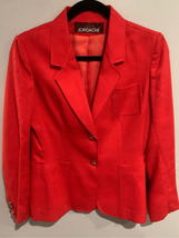 JORDACHE Vintage Wool Blazer-Red/Gold Tweed L/S EUC Womens Small Discontinued - £27.69 GBP