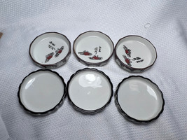 Japanese Lot Of 6 Soy Sauce Wasabi Butter Dipping Saucer Ceramic Brown Drip Crab - £23.91 GBP