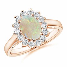 ANGARA Princess Diana Inspired Opal Ring with Diamond Halo for Women in 14K Gold - £965.98 GBP