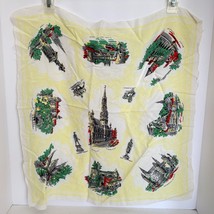 Brussels Belgium Souvenir Scarf Rolled Edge Yellow White Green Red 22in ... - $14.95