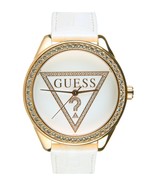 Guess W75030L1 Stainless Steel Case White Leather Strap Women Watch - £307.99 GBP
