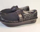 Alegria Den 435 Womens Sz 8 Black Embossed Leather Neoprene Comfort Shoe - $27.67