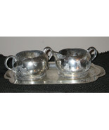 KEYSTONE WARE SILVER PLATE CREAM &amp; SUGAR WITH SERVING TRAY  CENTERPIECE - £25.48 GBP