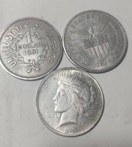 3 x USA Dollars Peace dollar 1923, One Peso 1906, Indian head dollar 1851 - £66.86 GBP